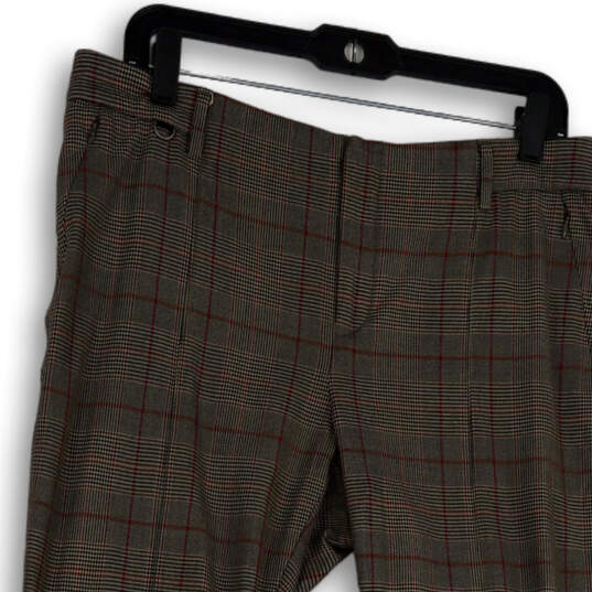 Womens Brown Plaid Flat Front Straight Leg Classic Cropped Pants Size 12 image number 3