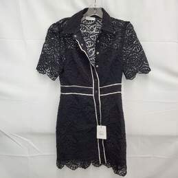 NWT Sandro Livy Paris WM's Black & White Brocade Lace Snap Button Mini Dress Size 6 alternative image