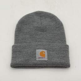Carhartt Mens Gray Knitted Heather Winter Folded Beanie Hat One Size