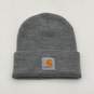 Carhartt Mens Gray Knitted Heather Winter Folded Beanie Hat One Size image number 1