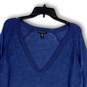 Womens Blue Knitted V-Neck Long Sleeve Side Slit Pullover Sweater Size 1X image number 3