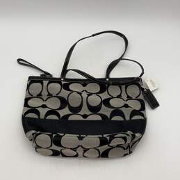 NWT Coach Womens Black Grey Signature Print Zipper Charm Tote Bag alternative image