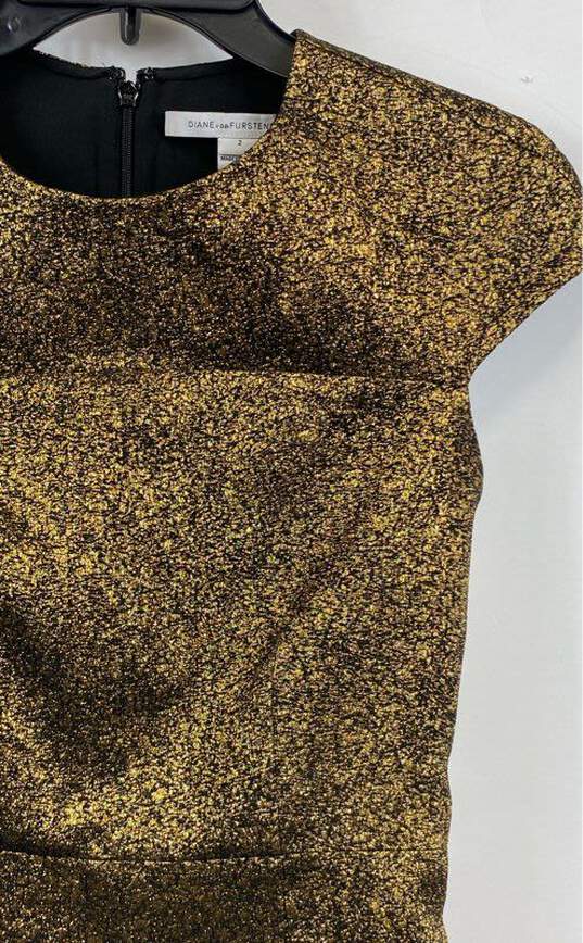 Diane Von Furstenberg Gold Mini Dress - Size 2 image number 3