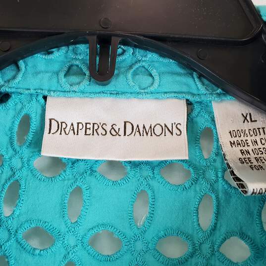 Draper's & Damon's Women Teal Eyelet Top XL image number 4