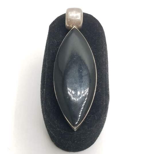 Sterling Silver Onyx Oval Elongated Pendant 19.2g image number 1