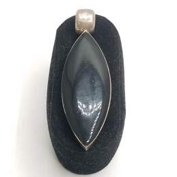 Sterling Silver Onyx Oval Elongated Pendant 19.2g