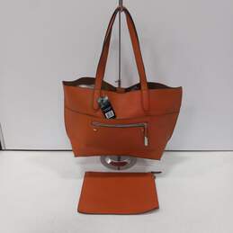 Orange Tote Bag with Cosmetic Bag