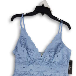NWT Womens Blue Lace V-Neck Sleeveless Back Zip Bodycon Dress Size Large alternative image