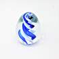 Vintage Murano Style Art Glass Swirl White & Blue Paperweight image number 1
