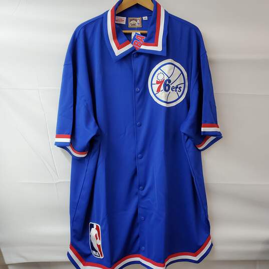 Mitchell & Ness NBA Hardwood Classics Sixers 76ers Short Sleeve Snap Shirt 60 image number 1