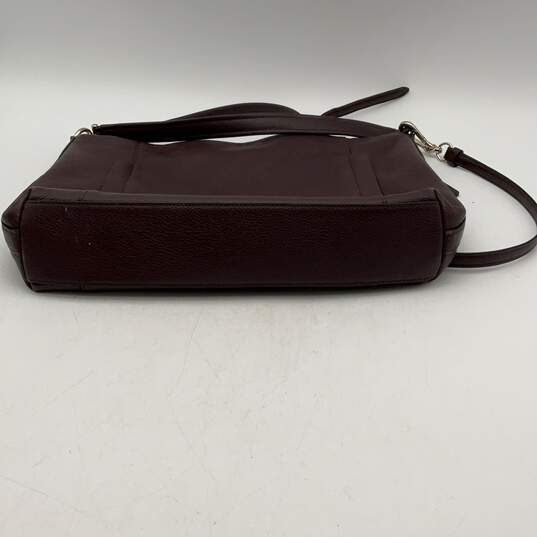 Womens Burgundy Leather Inner Pockets Zip Crossbody Strap Shoulder Bag image number 2