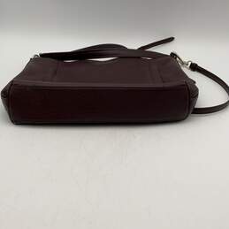 Womens Burgundy Leather Inner Pockets Zip Crossbody Strap Shoulder Bag alternative image