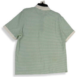 Mens White Green Striped Short Sleeve Spread Collar Polo Shirt Size 7/XXL alternative image