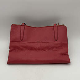 Womens Pink Leather Detachable Strap Triple Pockets Zipper Satchel Bag alternative image