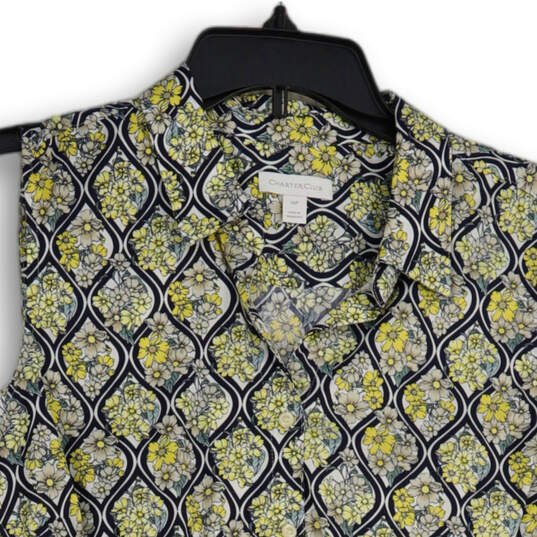 NWT Womens Yellow Black Printed Sleeveless Button Front Blouse Top Sz 14PA image number 3