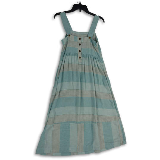 Womens Turquoise Striped Square Neck Button Front A-Line Dress Size XS image number 1