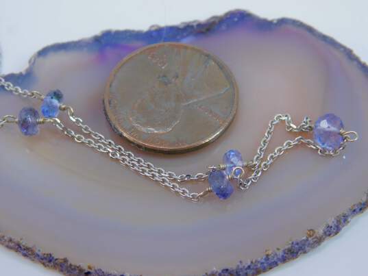 14K White Gold Faceted Tanzanite Station Necklace 2.6g image number 6