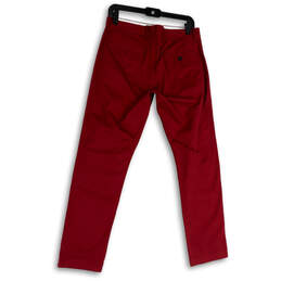 Mens Red Flat Front Straight Leg Slash Pocket Chino Pants Size 31x30 alternative image