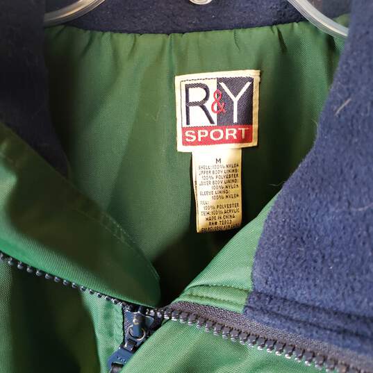 Mens Zipper Pockets Nylon Long Sleeve Full Zip Ski Jacket Size Medium image number 4
