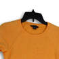 Womens Orange Round Neck 3/4 Sleeve Ruffle Hem Pullover Blouse Top Size S image number 3