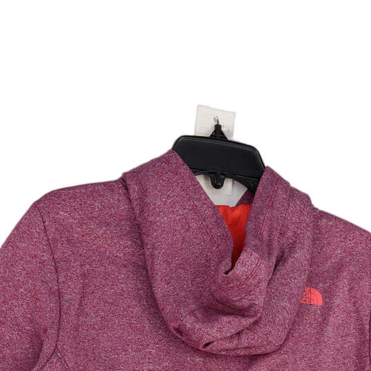 Womens Pink Space Dye Long Sleeve Kangaroo Pocket Pullover Hoodie Size XL image number 4