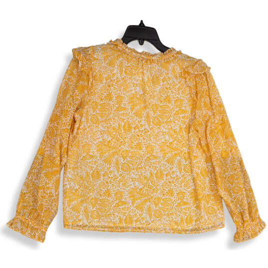 NWT Womens Yellow Floral Long Sleeve V-Neck Pullover Blouse Top Size Small image number 2