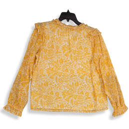 NWT Womens Yellow Floral Long Sleeve V-Neck Pullover Blouse Top Size Small alternative image