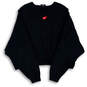 Womens Black Long Sleeve Embroidered Lips Logo Cropped Sweatshirt Size Small image number 2