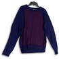 Womens Blue Purple Round Neck Long Sleeve Knitted Pullover Sweater Size L image number 1