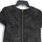 Womens Black Round Neck Short Sleeve Back Zip Short Sheath Dress Size 4 image number 4