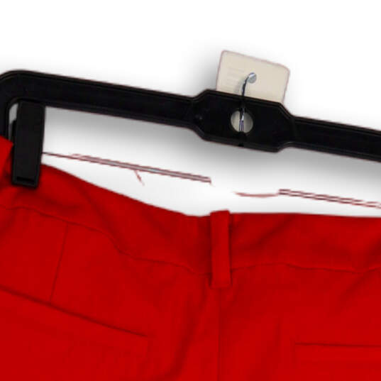 Womens Red Flat Front Pockets Hook & Eye Dri-Fit Golf Chino Short Size 6 image number 4