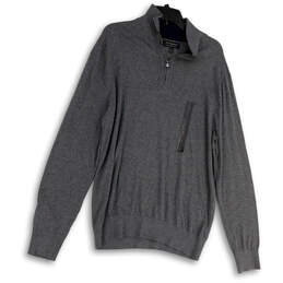 NWT Mens Gray Long Sleeve Mock Neck 1/4 Zip Pullover Sweater Size Large