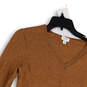 Mens Brown Long Sleeve V-Neck Regular Fit Pullover Sweater Size Medium image number 3