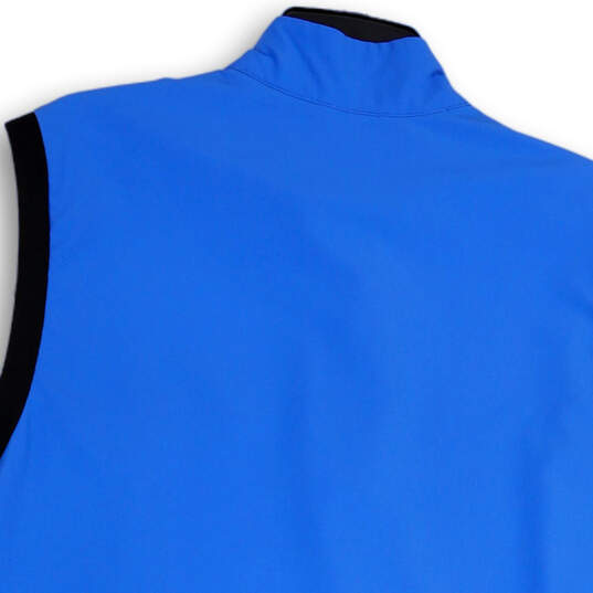Mens Blue Black Sleeveless Mock Neck 1/4 Zip Golf Vest Size Large image number 4