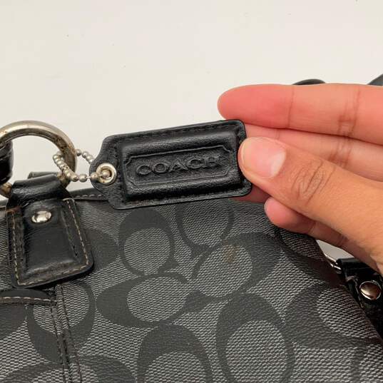 Coach Womens Black Gray Leather Monogram Adjustable Strap Crossbody Bag Purse image number 7