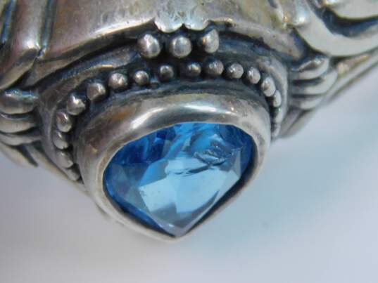 Romantic 925 Sterling Silver Blue Rhinestone Cuff Bracelet 26.8g image number 4