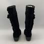 London Fog Womens Black Leather Ruffle Buckle Tall High Heel Winter Boots Sz 10 image number 4