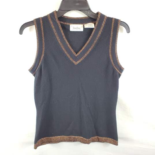 Neiman Marcus Women Black Knitted Metallic Vest S image number 1