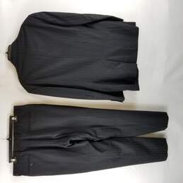 Sergio Valentino Men Black Pinstripe Super 150 Suit Jacket Sport Coat Dress Pants L alternative image