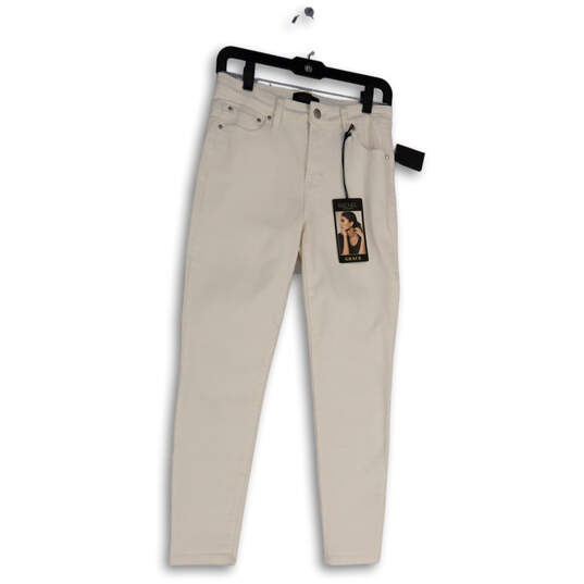 NWT Womens White Denim Light Wash Pockets Stretch Skinny Leg Jeans Sz 6X28 image number 1