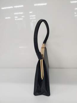 Kelly Style Black Faux Lizard Reptile Handbag Purse Used alternative image