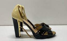 Kate Spade Patent Leather Color Block Ankle Strap Sandal Pump Heels Shoes 8 B