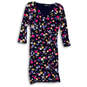 Womens Blue Floral Long Sleeves Pullover Knee Length Sheath Dress Size 6 image number 1