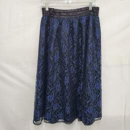 VTG Jessica McClintock Black & Blue Lace Embroidered Sheer Skirt Size 6