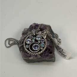 Designer Brighton Silver-Tone Blue Crystal Stone Round Pendant Necklace alternative image