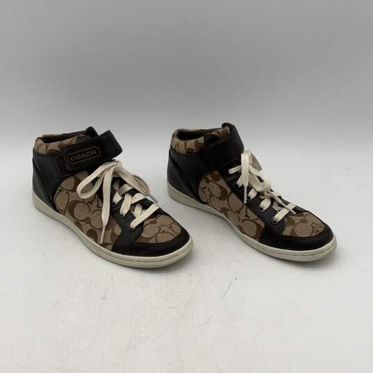 Coach Womens Zoey Brown Beige Signature Print Lace Up Sneaker Shoes Size 7M image number 2