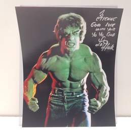 Signed 8x10 Photo of Lou Ferrigno as The Hulk alternative image