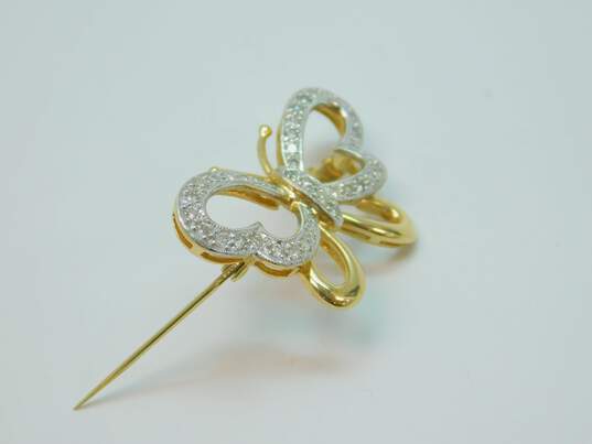 14K Yellow Gold 0.40 CTTW Round Diamond Butterfly Brooch 4.7g image number 5