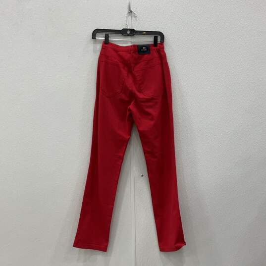 Womens Red Dark Wash Mid Rise 5 Pockets Jegging Jeans Size 34 image number 2