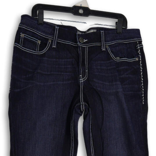Womens Blue Denim Medium Wash 5-Pocket Design Straight Leg Jeans Size 33L image number 3